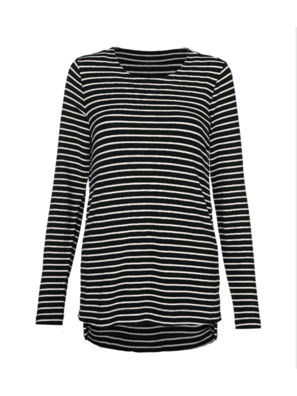 CAbi Side Snap Tee #6332 Black and White Stripe Size L EUC